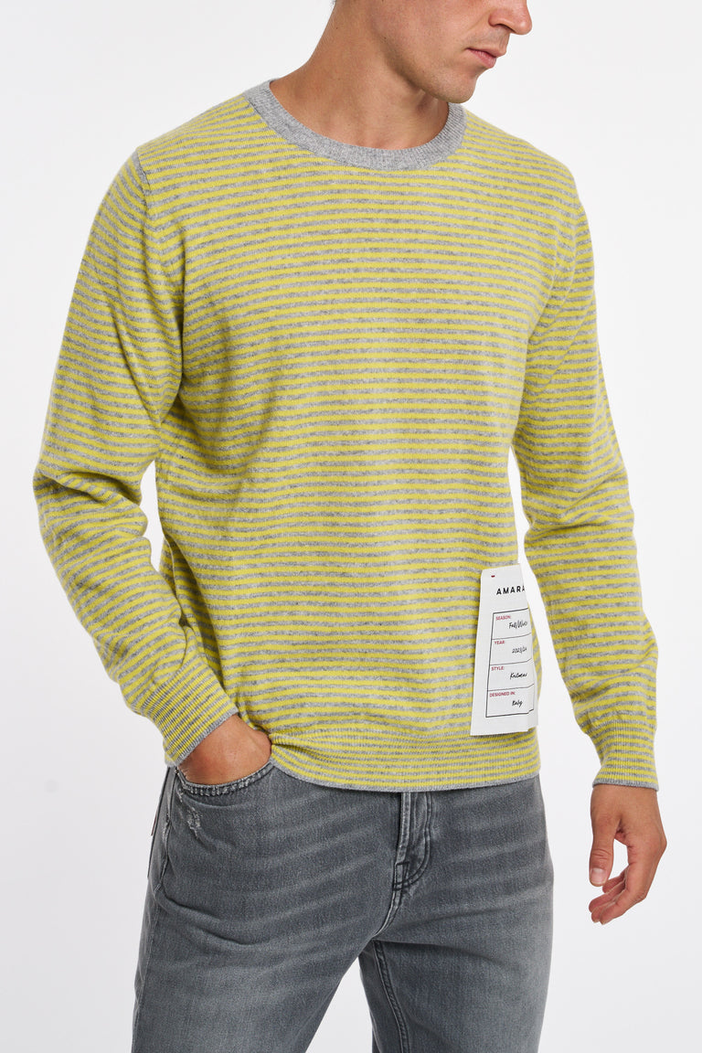 Girocollo in lana a righe B9R068R giallo grigio