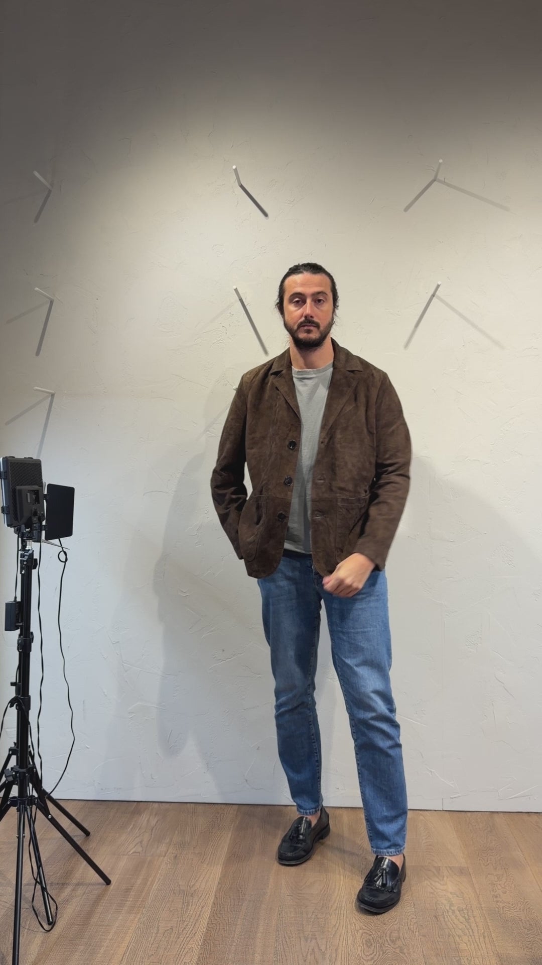 Giacca in pelle scamosciata marrone