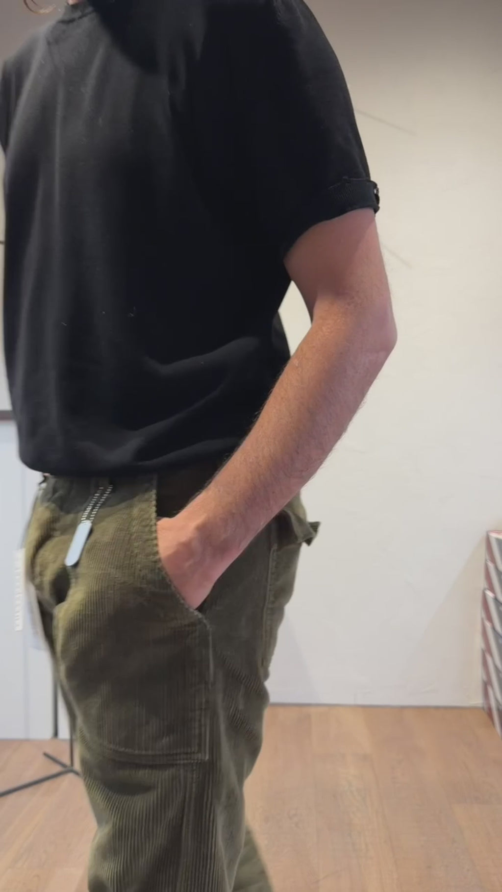 Pantalone fatigue corduroy velluto army green