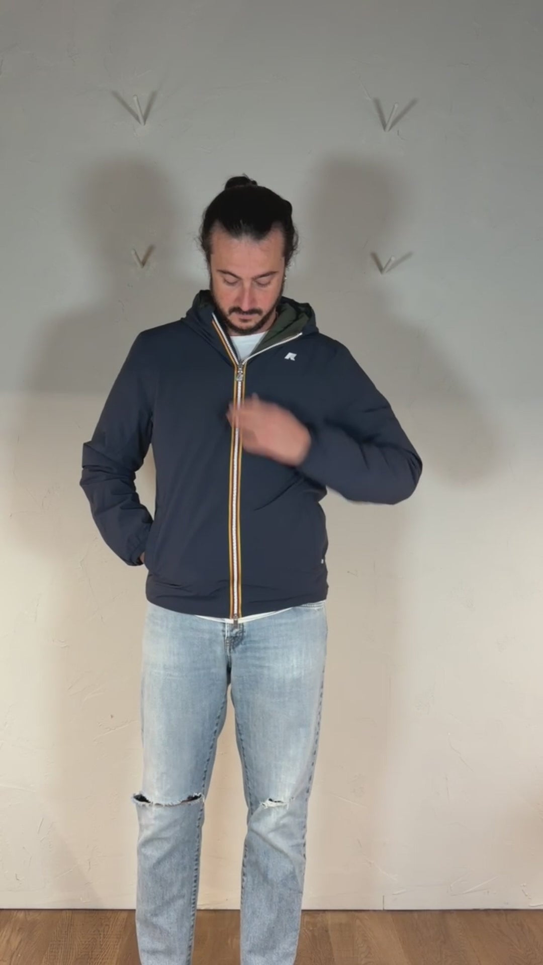 K-way Jack st warm double reversibile blue depht