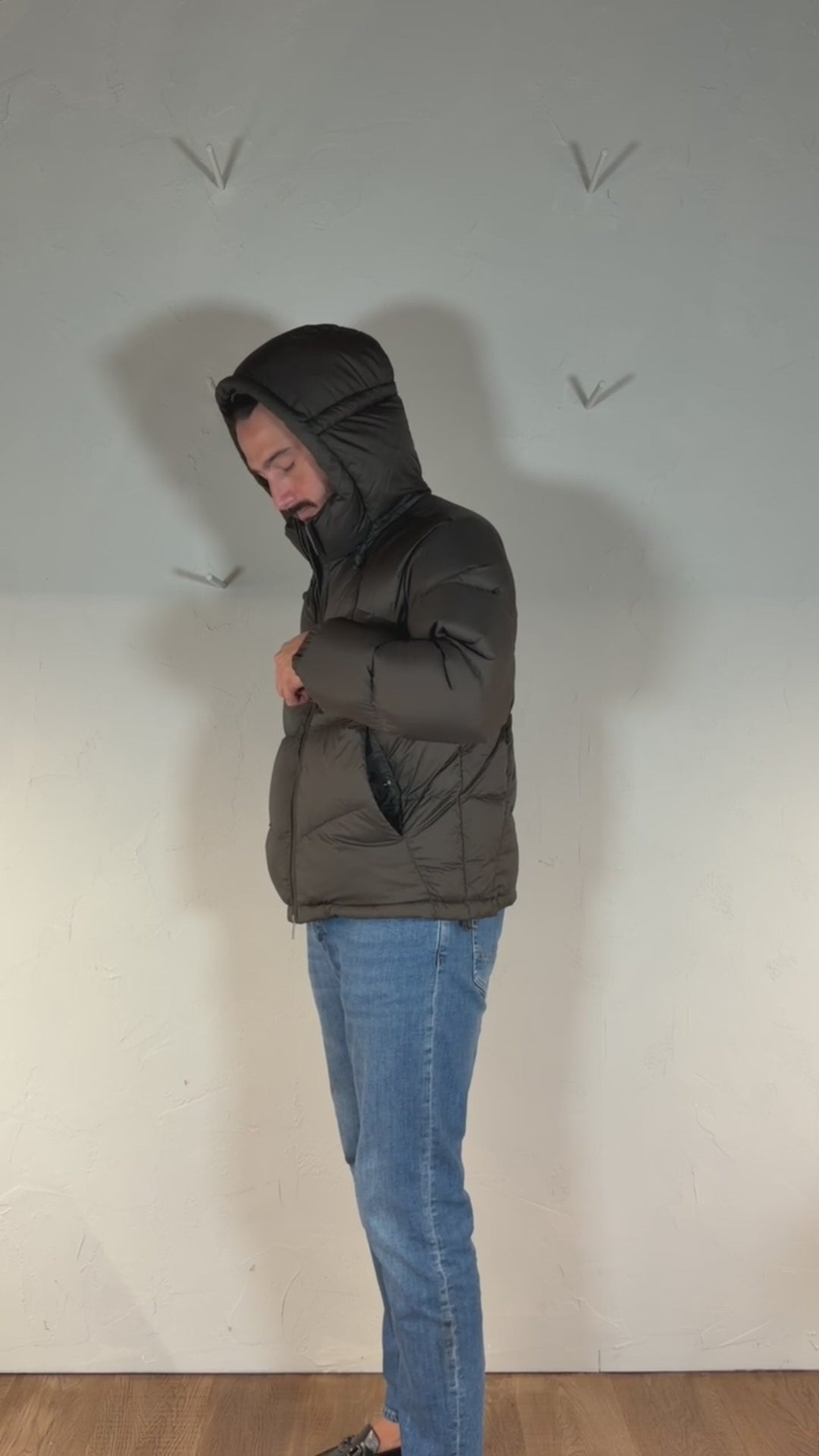 K-way piumino quill thermo light ripstop black olive