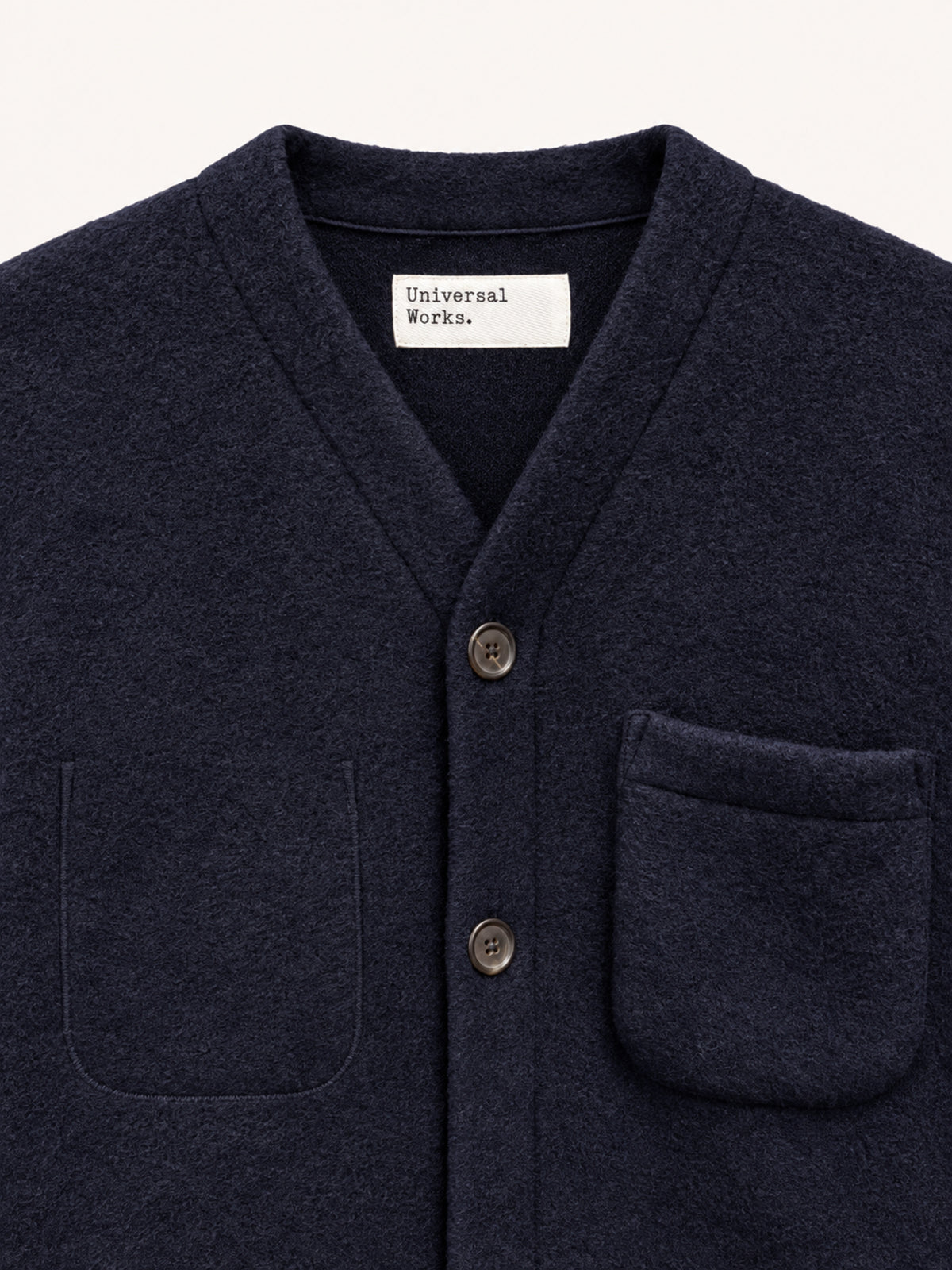 Universal Works Cardigan Wool Fleece - Navy Blue