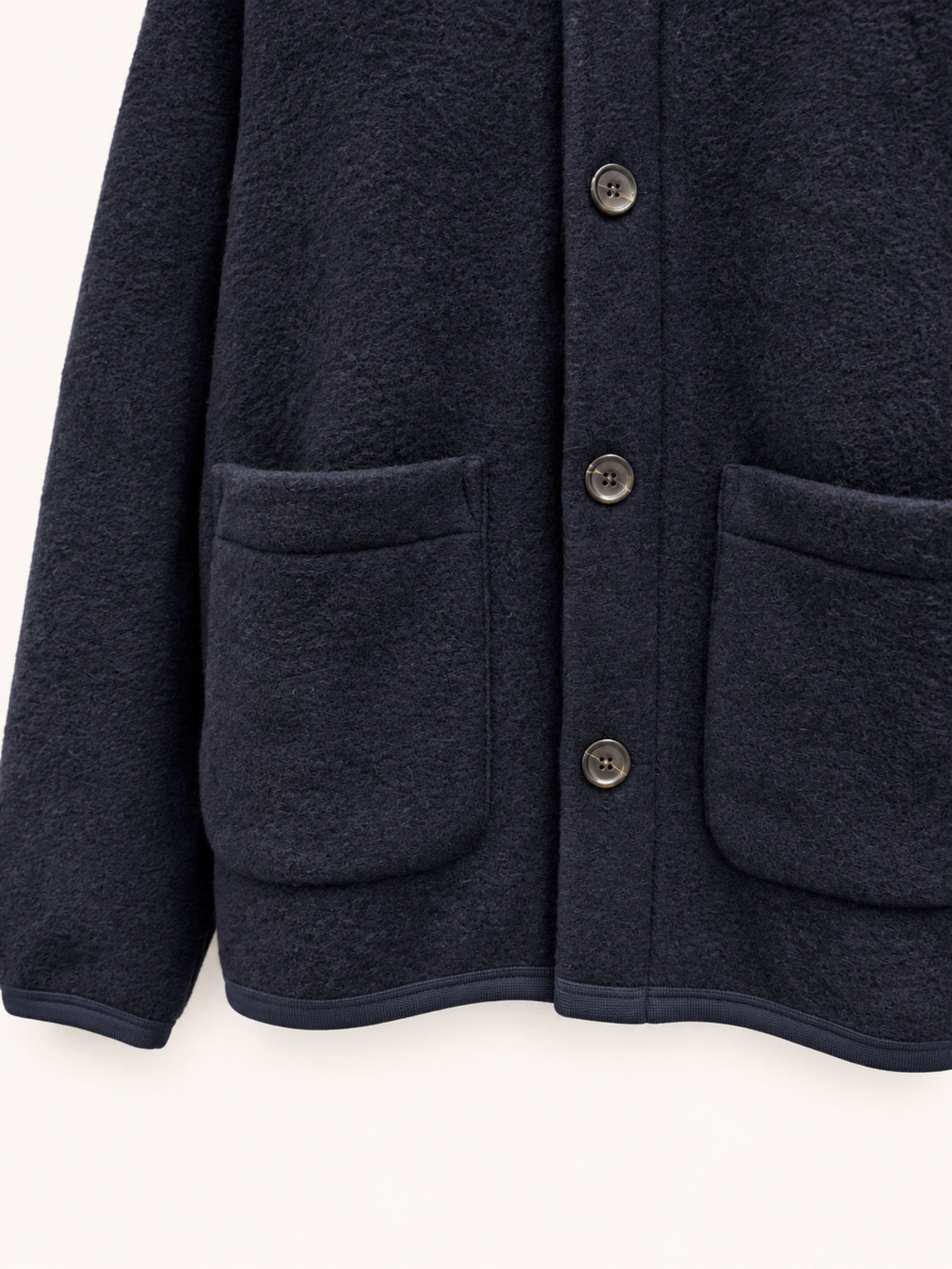 Universal Works Cardigan Wool Fleece - Navy Blue