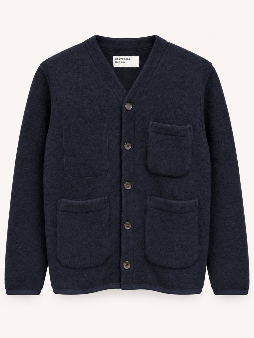 Universal Works Cardigan Wool Fleece - Navy Blue