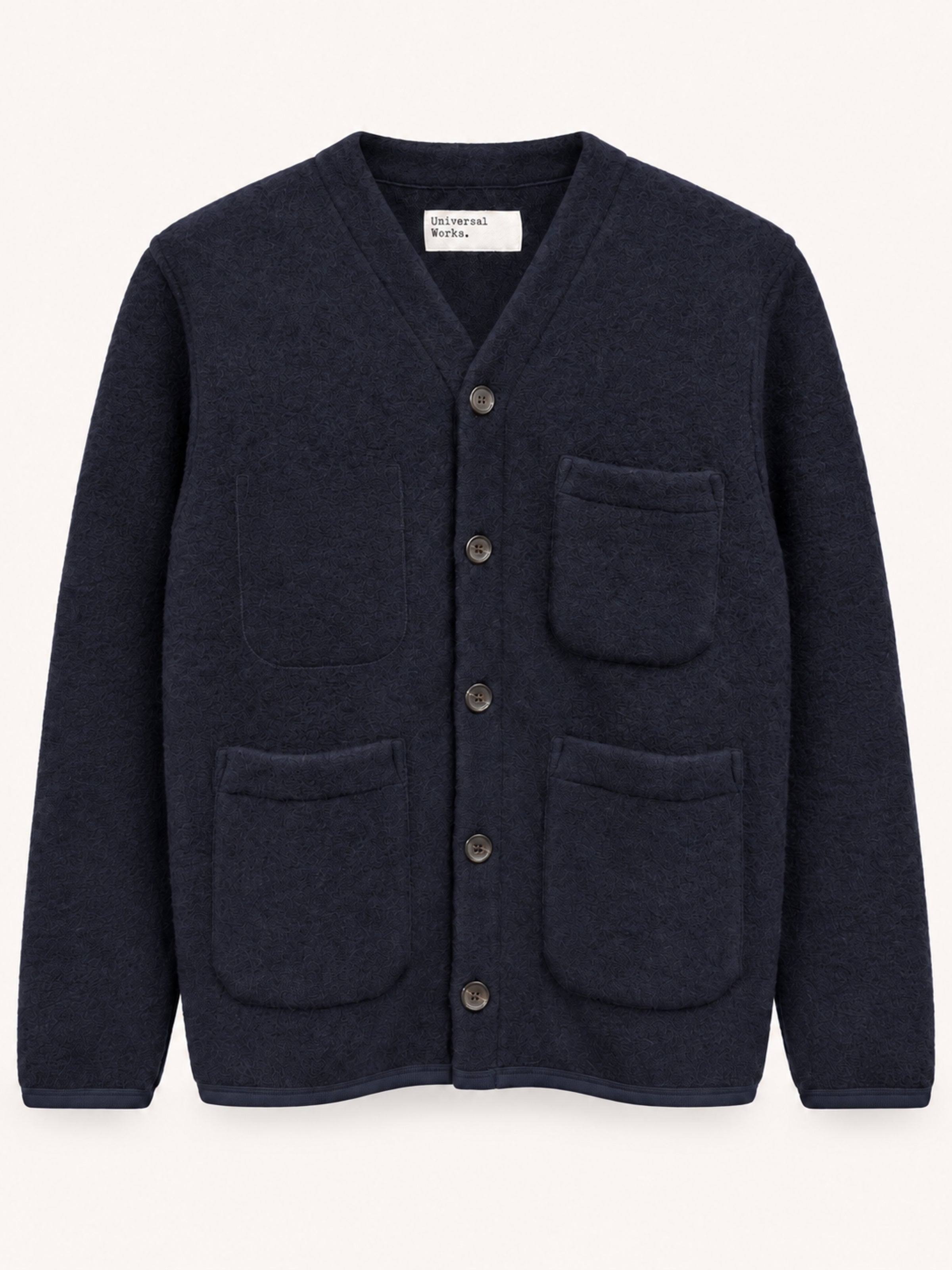 Universal Works Cardigan Wool Fleece - Navy Blue