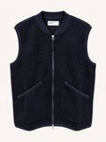 Universal Works zip Waistcoat wool fleece - Navy Blue