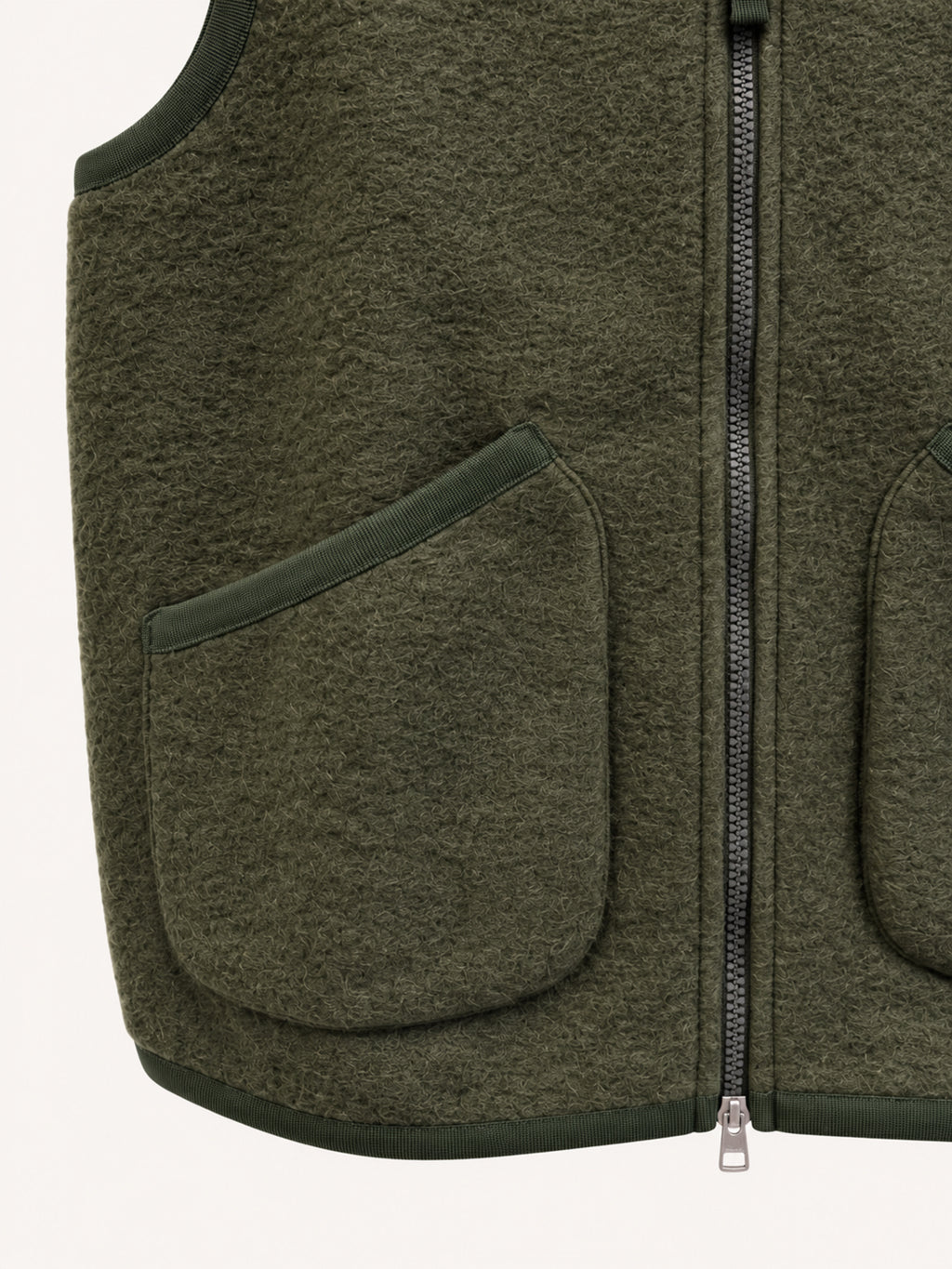 Universal Works zip Waistcoat wool fleece - Olive