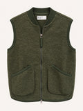 Universal Works zip Waistcoat wool fleece - Olive